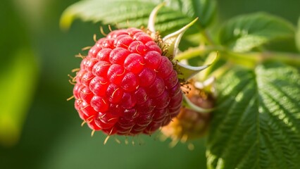 Raspberry on Plant Branch