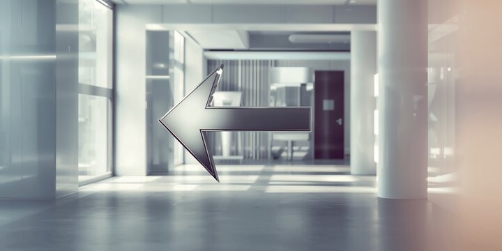 Directional arrow guiding users toward the toilet, useful for signage and facility navigation