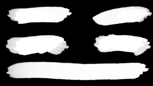 4K Animated video of White Grunge Paint Brush Strokes with Alpha transparent background