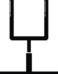 Fototapeta premium American football goal post silhouette, black sports equipment icon, minimalist field goal uprights for game day graphics and team branding