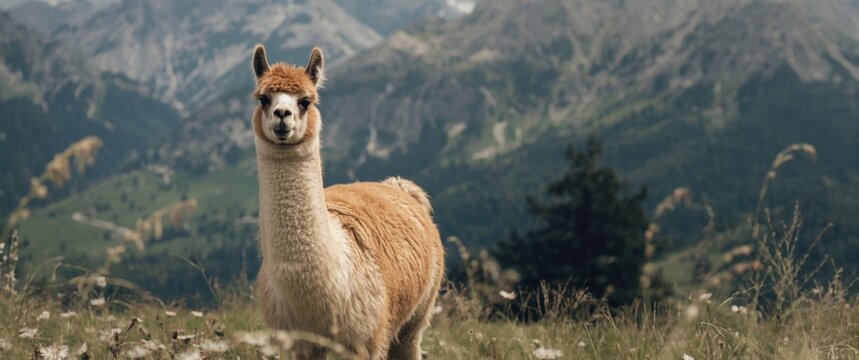 Nature Scene Featuring a Lama (Lama glama) Portrait