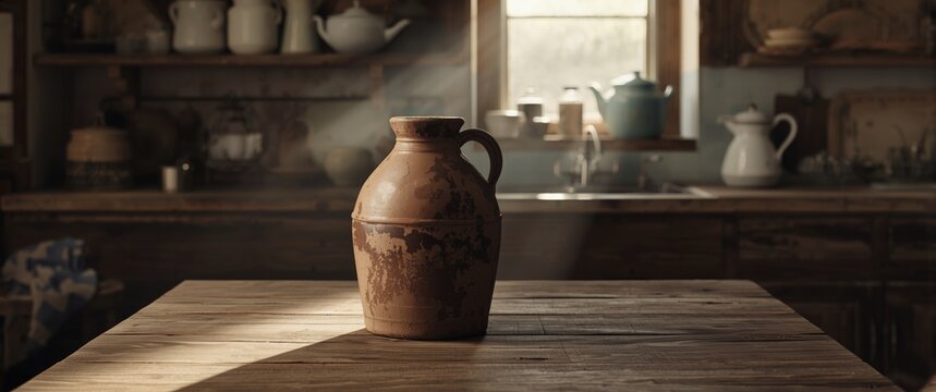 Old Clay Pot for Producing Butter from Milk