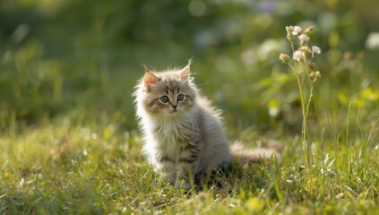 Cute feline with bright eyes and soft coat in a neutral setting, ideal for pet profile images