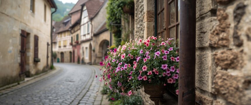 Beilstein Flowers on the Street - Mosel Valley, Germany