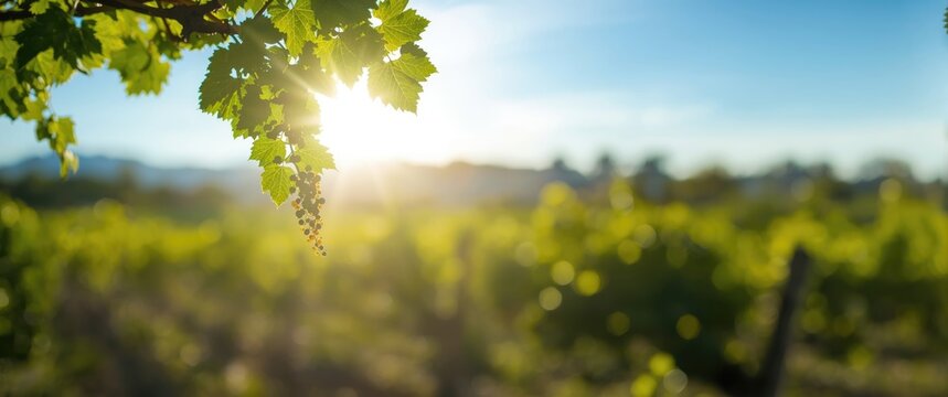 Vine Leaves with Sunlight Streaming Through
