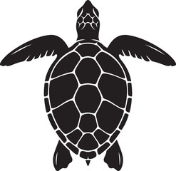 Black silhouette of a sea turtle swimming with flippers extended © Abdul