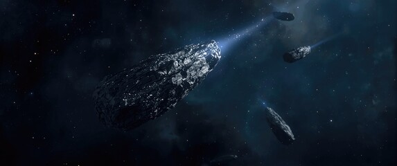 Fototapeta premium Deep space meteorites: a high-res science fiction fantasy image suitable for wallpaper and print