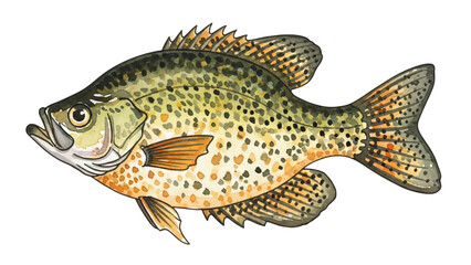 Fish with spots on it body and black background with yellow spot.