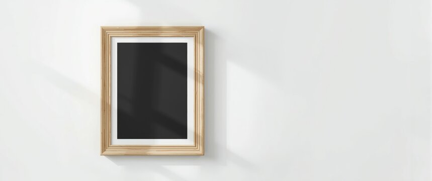 White Background Wooden Frame Mockup for Pictures
