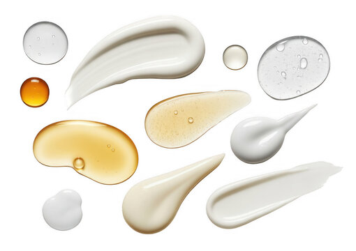 Cosmetic product swatches on black cosmetics isolated on a transparent background