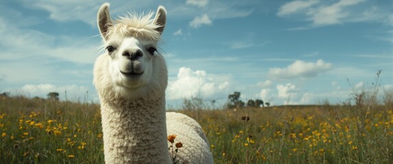 Obraz premium Meadow scene with a llama