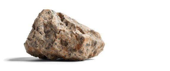 Obraz premium Granite rock isolated against a white background featuring architecture and shape details