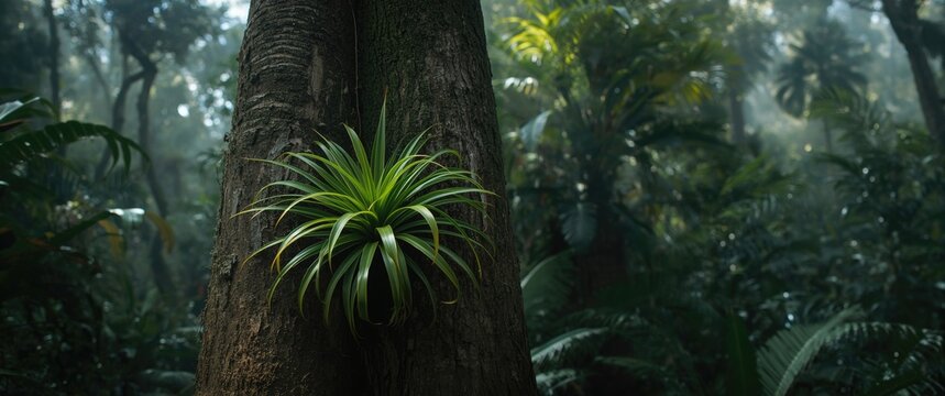 Tree-mounted Bromeliads in Teresopolis, Rio de Janeiro, Brazil