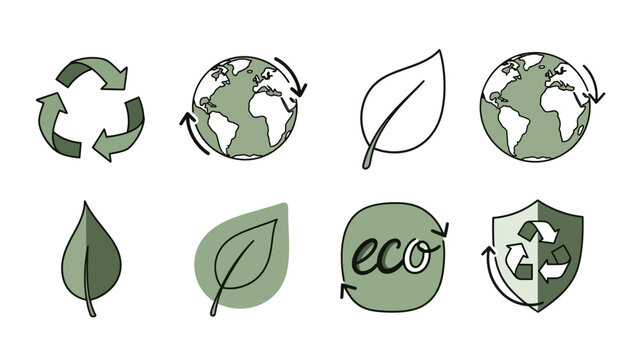 Eco Friendly Symbols and Icons Set.