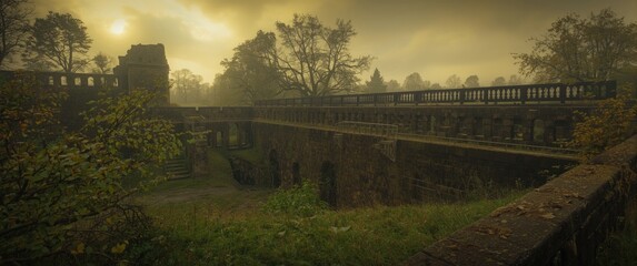 Historic Brest Fortress castle remains with walls and gates in Brest District Belarus