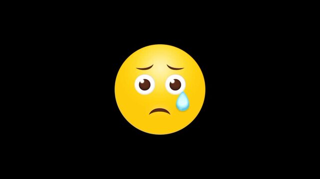 Sad 3d emoji icon. Yellow Disappointed face animation