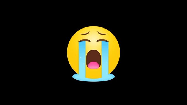 Realistic 3d crying emoji icon. Yellow cry emoji animation