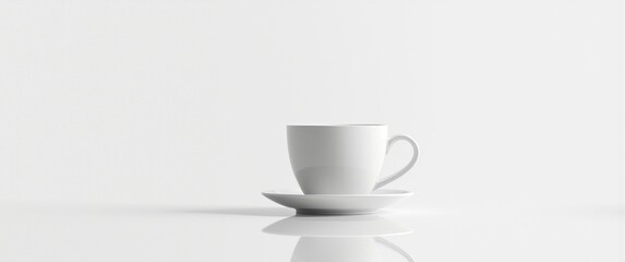White Ceramic Cup and Plate Isolated on White