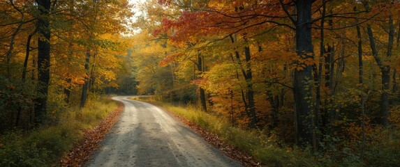 Obraz premium Autumn woodland road