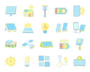 Solar energy set in scandinavian style featuring house system battery charger lamp station satellite generator array cable indicator device power