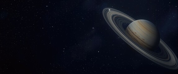 Naklejka premium 3D illustration of Saturn with rings in the cosmos