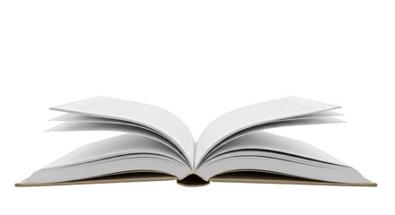 Fototapeta premium Open book with blank pages isolated on transparent background, isolated on white background