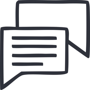 Dialogue Bubble: Simple illustration of a conversation, represented by two speech bubbles filled with text. It's a visual metaphor for communication. 