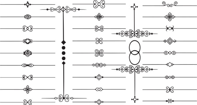 Elegant ornamental divider collection with decorative line separators and editable stroke, isolated vector set eps