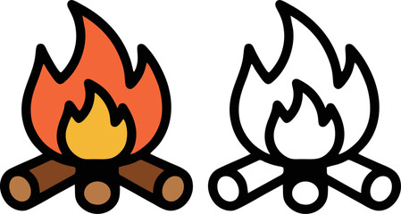Fototapeta premium Burning Campfire Logs Wood Icon