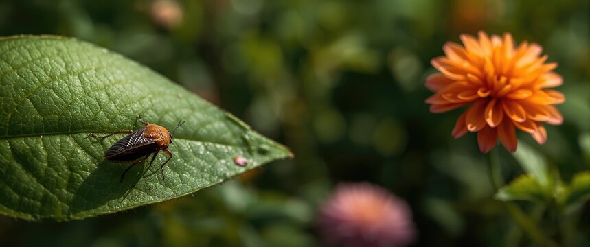Leaf with cicada shell attached