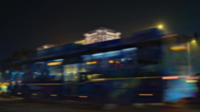 Blurred Night Timelapse of Connaught Place, New Delhi, India