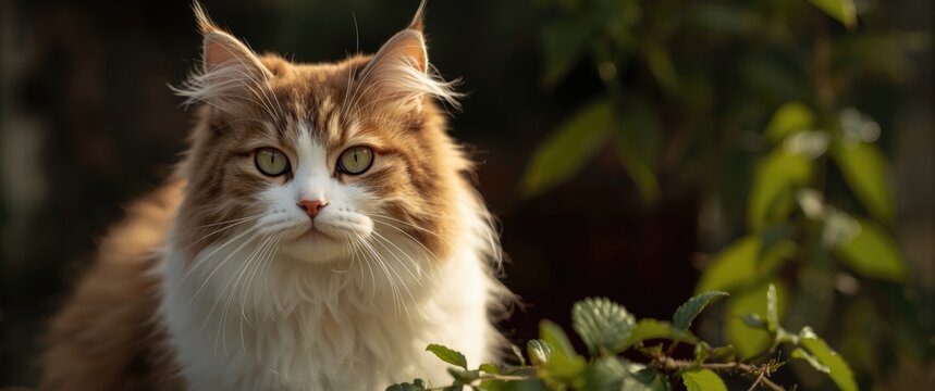 A selective focus photograph of a charming Anatolian cat at a cattery