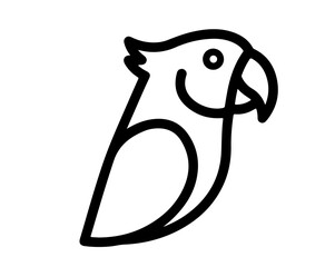 A simple black line drawing of a smiling parrot on a white background © Faisal