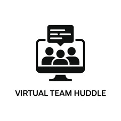 Fototapeta premium A black icon depicts a virtual team huddle on a computer screen