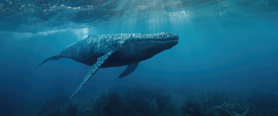 Fototapeta premium The North Atlantic right whale: A Critically Endangered Large Whale Species