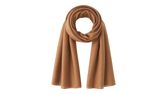 Brown scarf wrapped in a circular motion fabric isolated on a transparent background