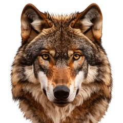 Close up of wolf on black background with white spot in the.