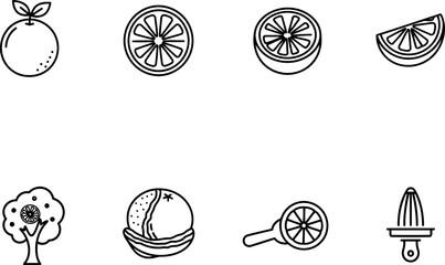 Grapefruit icons for National Grapefruit Month vector set