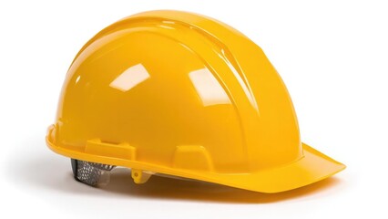 Fototapeta premium A yellow hard hat safety helmet. Concept Construction Safety, Yellow Hard Hat, Industrial Gear, Protective Headwear, Safe Work Practices