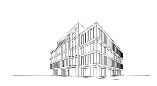 modern office building sketch