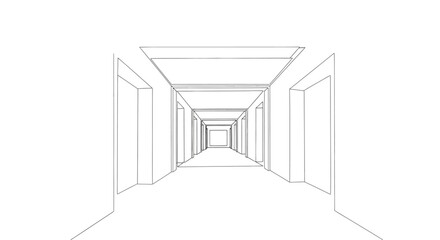 Obraz premium line drawing of a long corridor