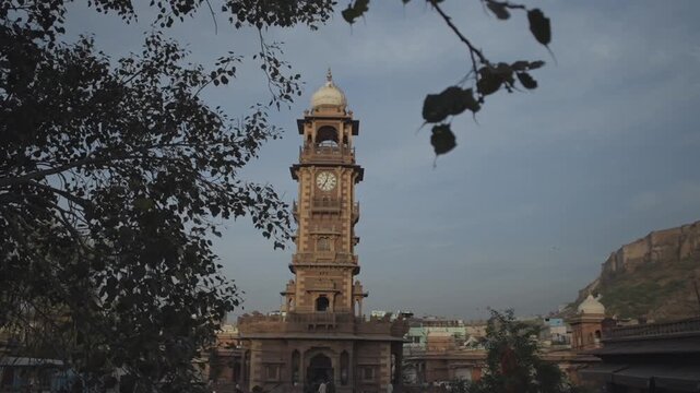 A shot of Ghanta Ghar clock tower standing tall in Jodhpur, India