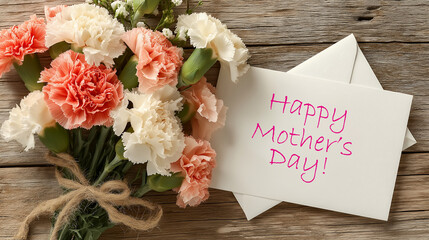 カーネーションと母の日メッセージカード