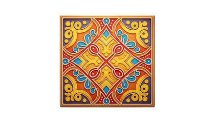 Obraz premium Square tile with colorful pattern top and bottom tile is an orange.