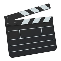 Fototapeta premium Black and white clapperboard prop isolated on a transparent background