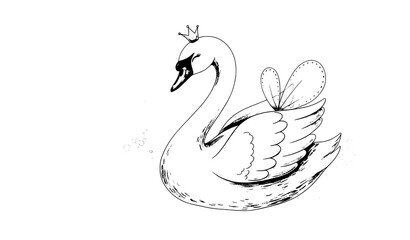 Slats personalizados crianças com sua foto Cute princess swan watercolor illustration for kids poster and nursery decor