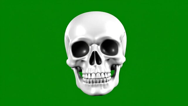 Dynamic Emoji Skull Frames On Green Background Video Loop.