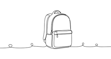 Minimalist line art of backpack with outline style design. Non editable stroke