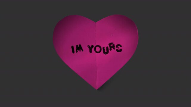 A stop motion style peeling paper sticker with cheeky caption in the shape of a love heart with alpha for easy overlay and drag and drop.