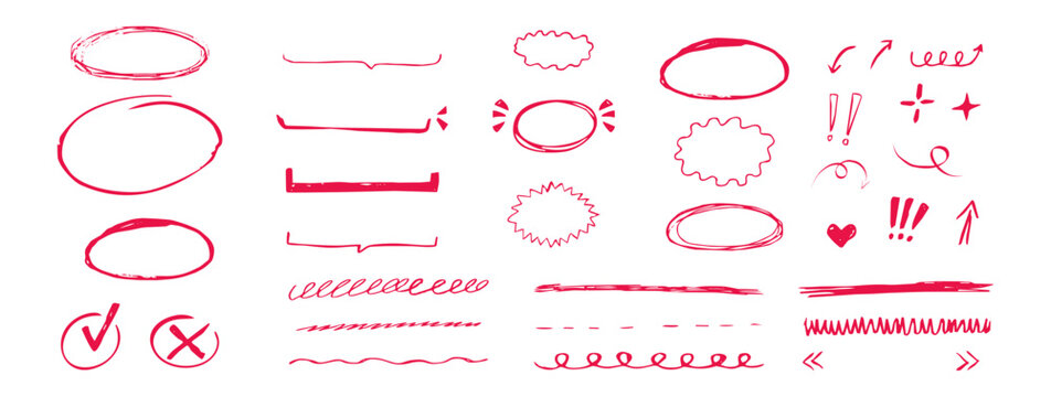 Highlight crayon scribble chalk or crayon hand drawn round rough thin frames. Freehand ovals doodle. Chalk pencil ellipse frames, 